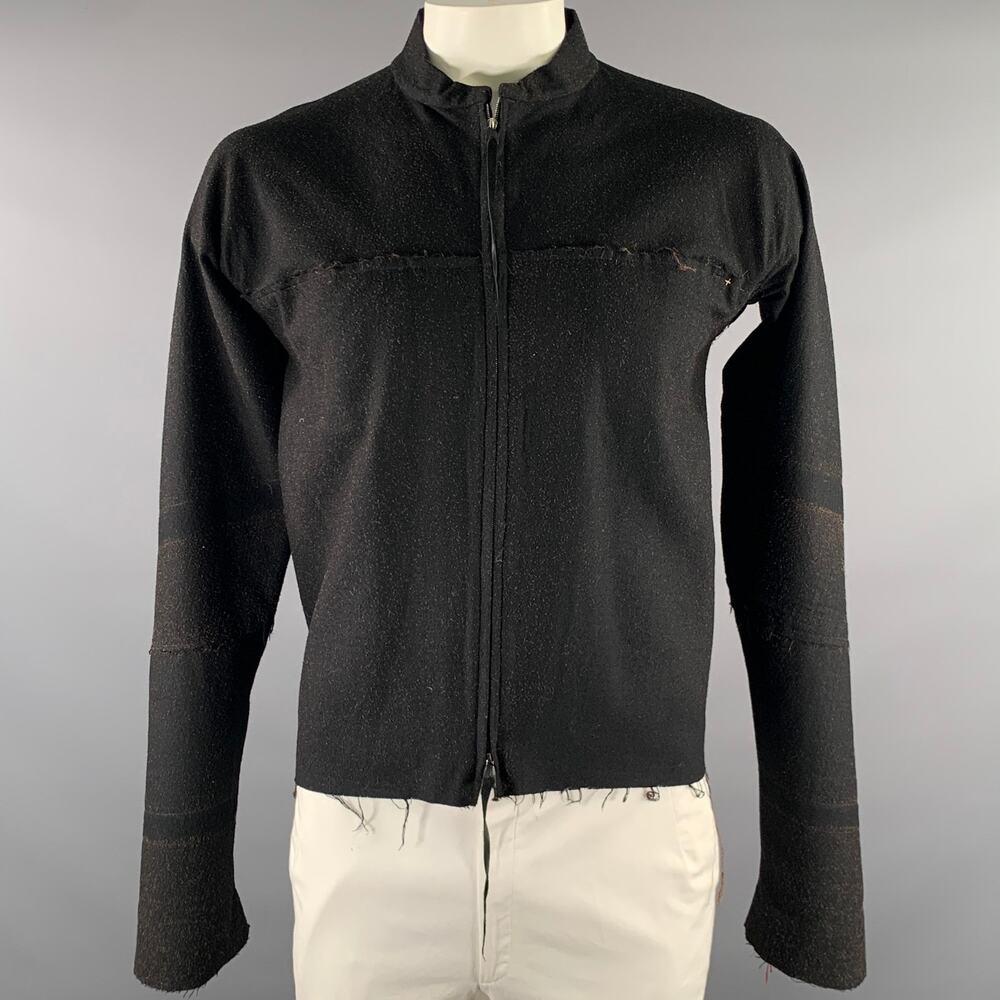 M.A+ Size M Black Brown Speckled Cotton Zip Up Jacket